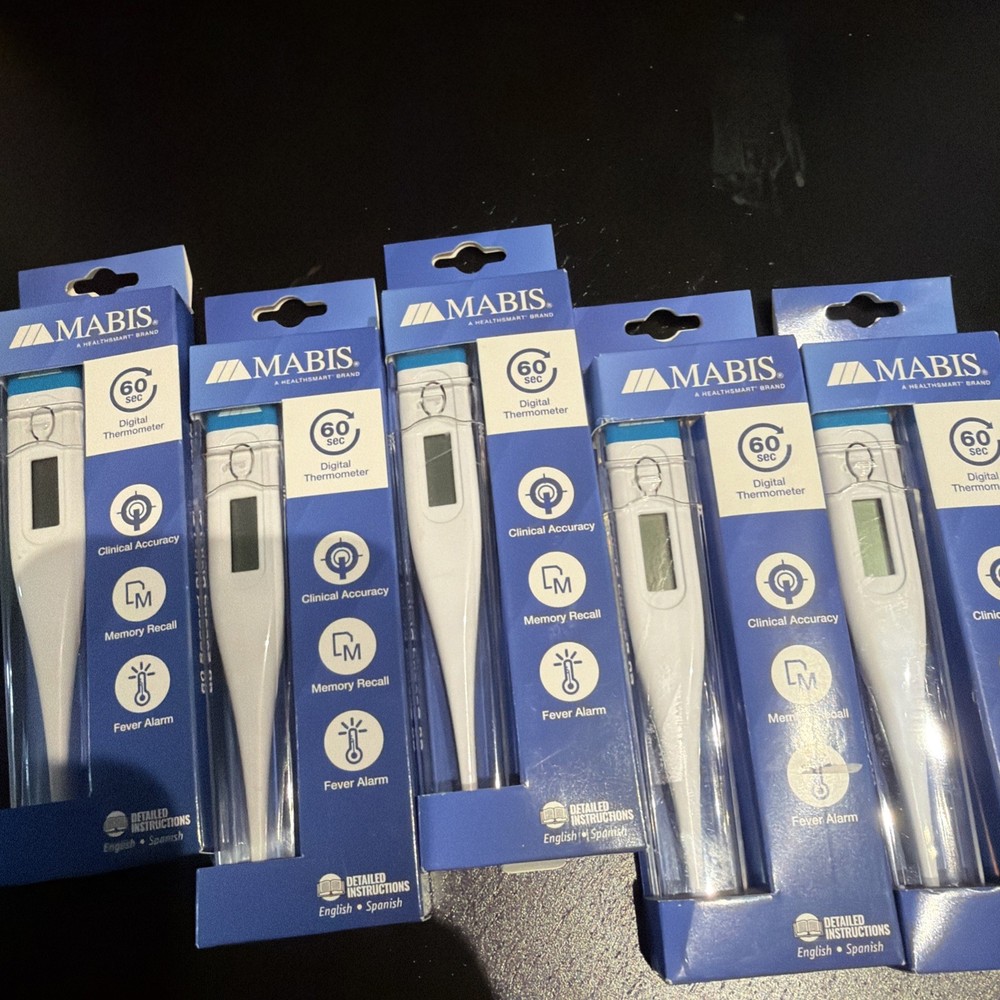 Mabis Digital Thermometer with Clear Storage Case pack 5 units