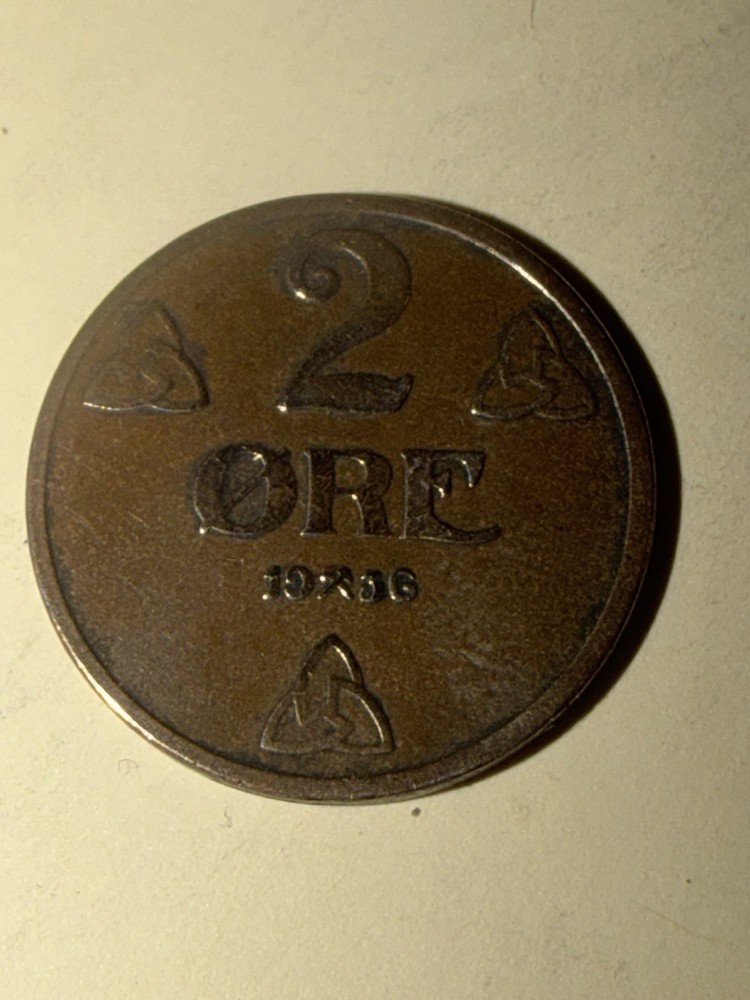 1936 NORWAY 2 ORE - High Quality Coin