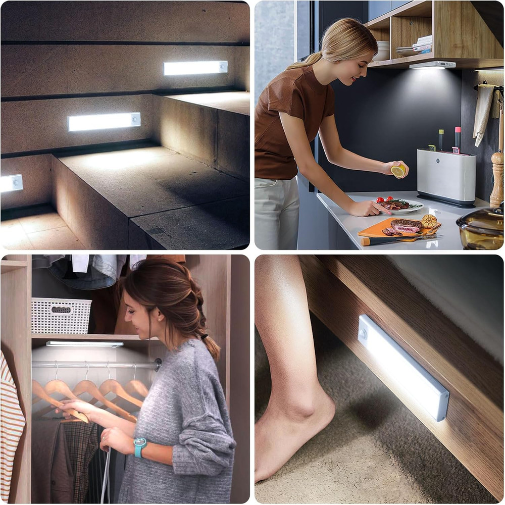 Rechargeable Motion Sensor Under Cabinet Lights, 6 Pack, 32 LED, Wireless