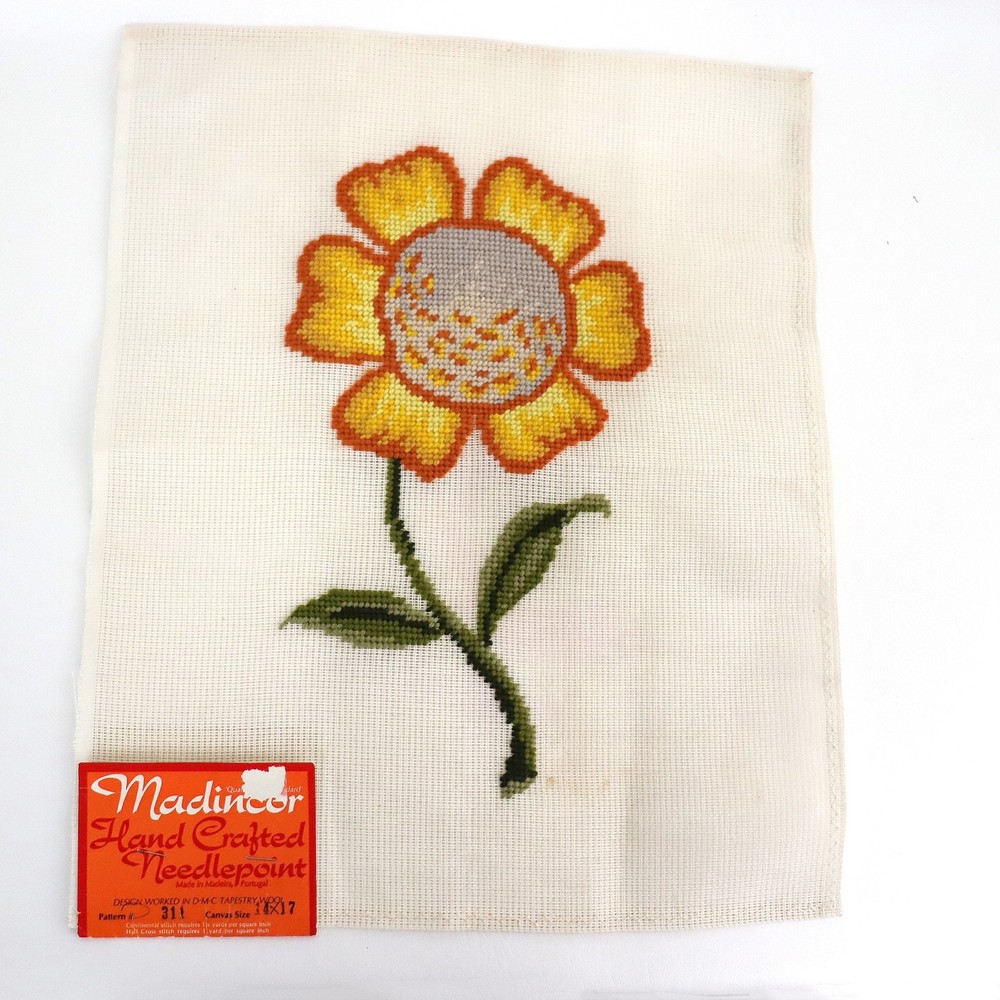 Preworked Needlepoint Canvas Flower