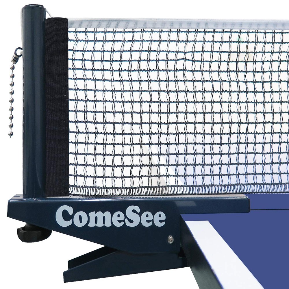 Navy Ping Pong Net, Post Set, Spring Activated Clip, Tension, Height Adjust