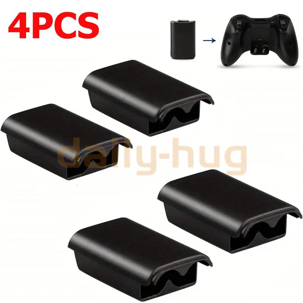 4PC AA Battery Back Cover Case Shell Pack For Xbox 360 Wireless Controller Black