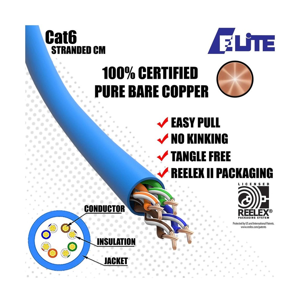Infinity Cable Products Elite Cat6 24AWG Stranded - CM, 1000ft, Unshielded, M...