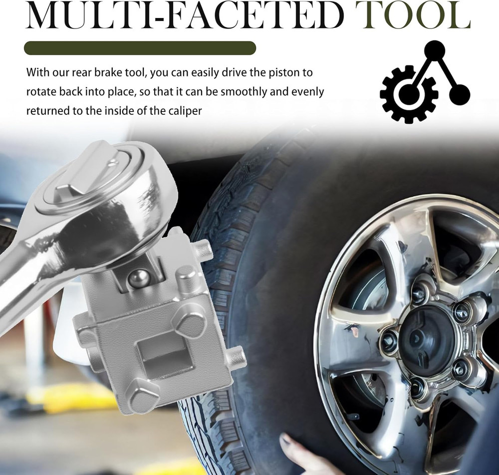 Car Cube Brake Caliper Compression Tool with 3/8" Square Drive Hole,6 Sides Brak