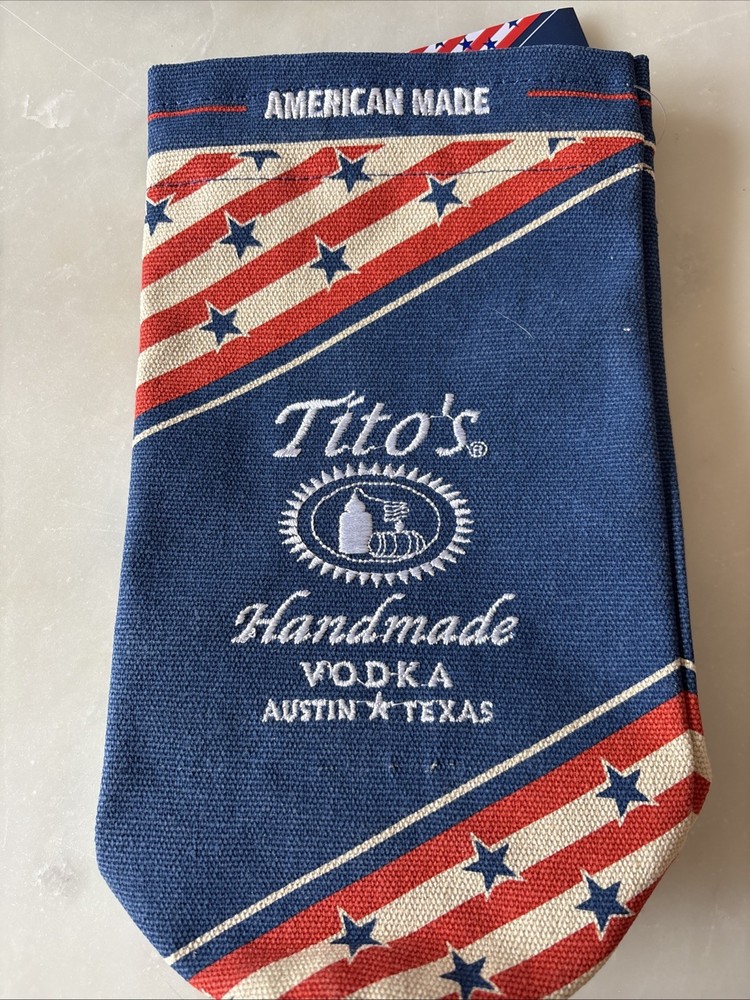 Titos Handmade Vodka Bottle Bag Drawstring, Austin Texas, Empty! NWT FREE SHIP