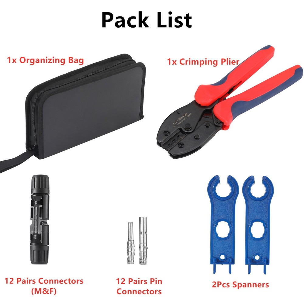 24 PCS Waterproof Solar Connectors Solar Panel Wire Joiners Crimper Plier Set