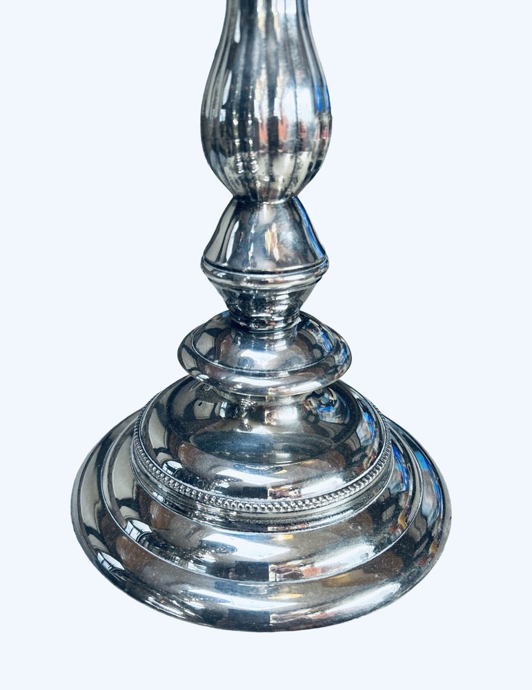 Silver Plated Candlestick Pair Heavy Quality Georgian Style