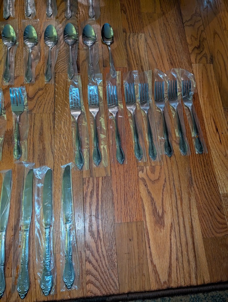 Custom Craft Flatware & Serving Bundle 51 Pieces Monogrammed H-8 Place Settings