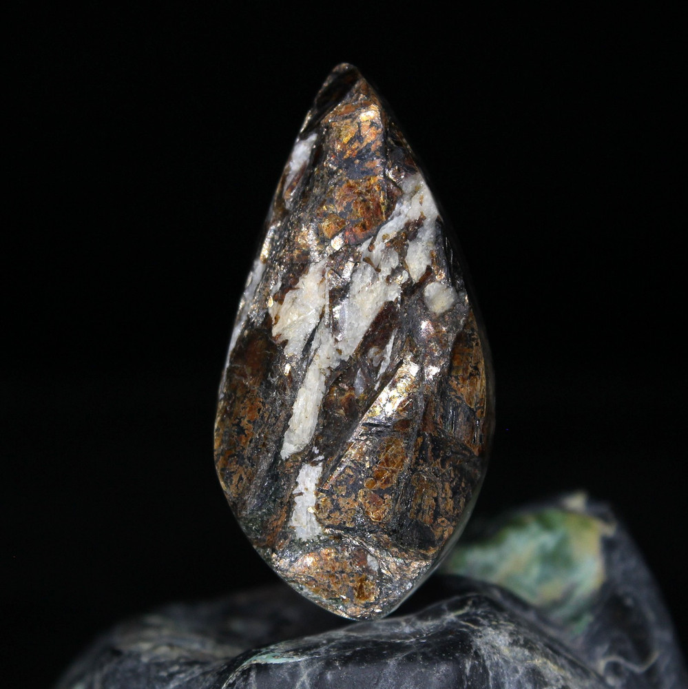 Natural Astrophyllite with Albite Raw surface marquise cabochon
