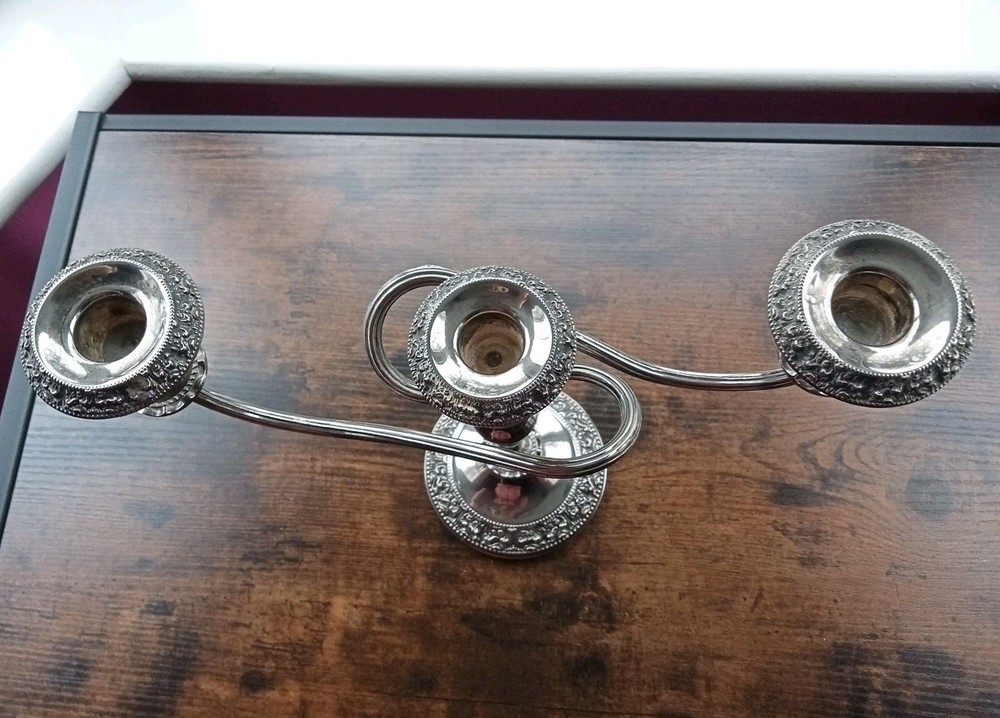 Vintage Oneida Silver Plated Three Arm Candelabra