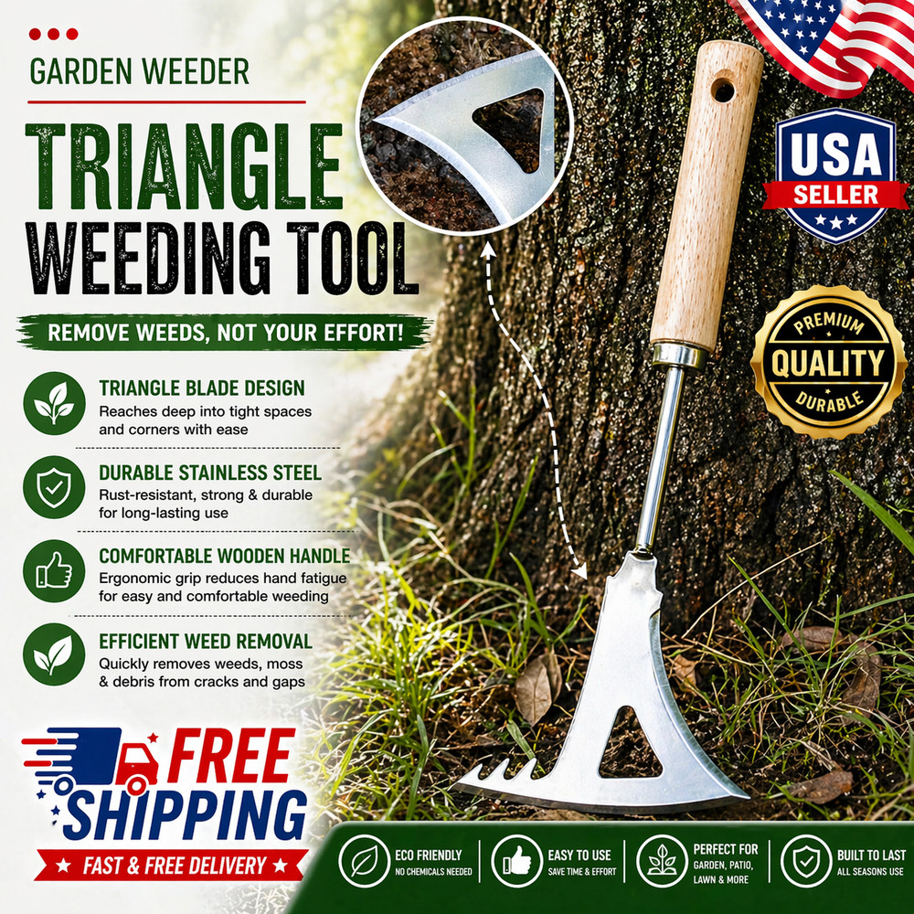 Manual Stainless Steel Triangle Weed Puller Tool Garden Lawn Remover***