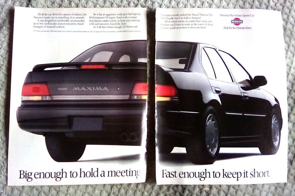 1990 Nissan Maxima 2pg Print Ad