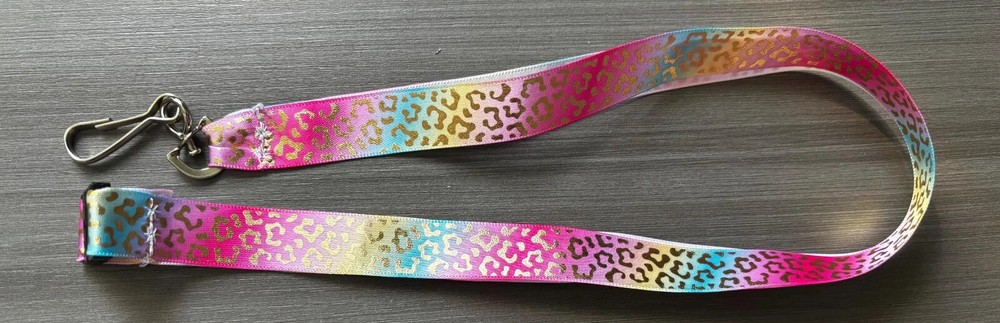 Rainbow Lepard Pattern Lovers 18” Ribbon Lanyard