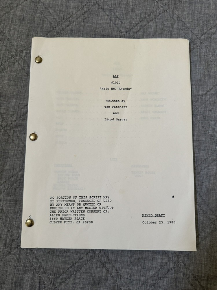 Alf Help Me Ronda Script