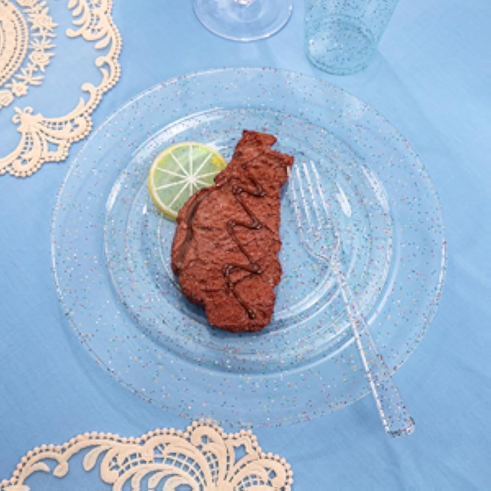 Rubtlp Glitter Plastic Plates with Glitter Disposable Sierware, Clear