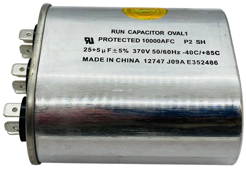 CD25+5X370, Dual Run Capacitor Oval 25 + 5 Mfd. 370 Volt