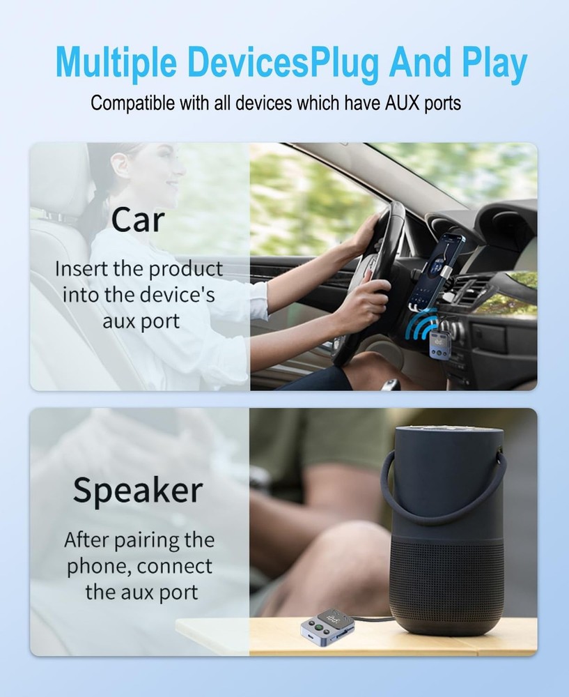 Bluetooth 5.3 Transmitter Receiver, 2-in-1 Adapter for Airplane, Bluetooth Tr...