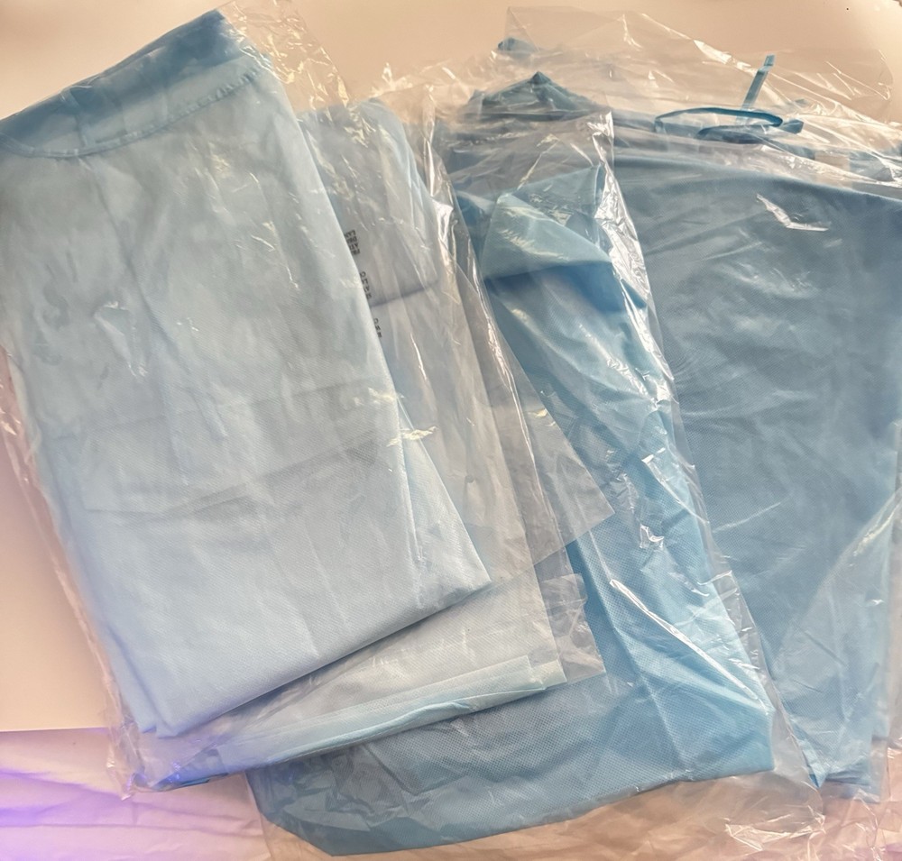 Disposable Blue Isolation Gown Long Sleeve One Size