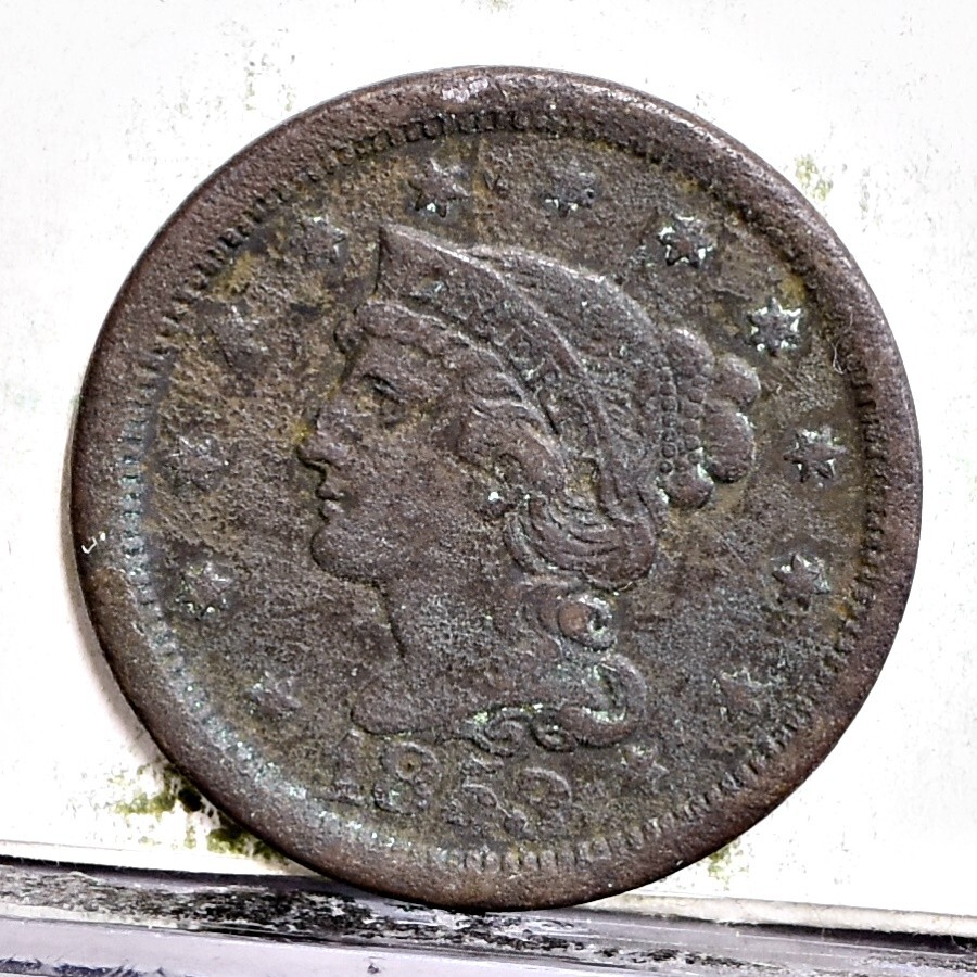 1853 Large Cent - Fine Details, Rough Surface (56658-L)