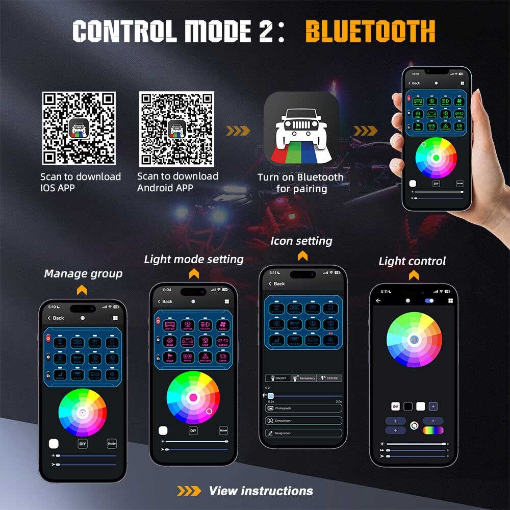 12 Gang RGB Switch Panel bluetooth App Remote Controller Multifunction 12V 24V