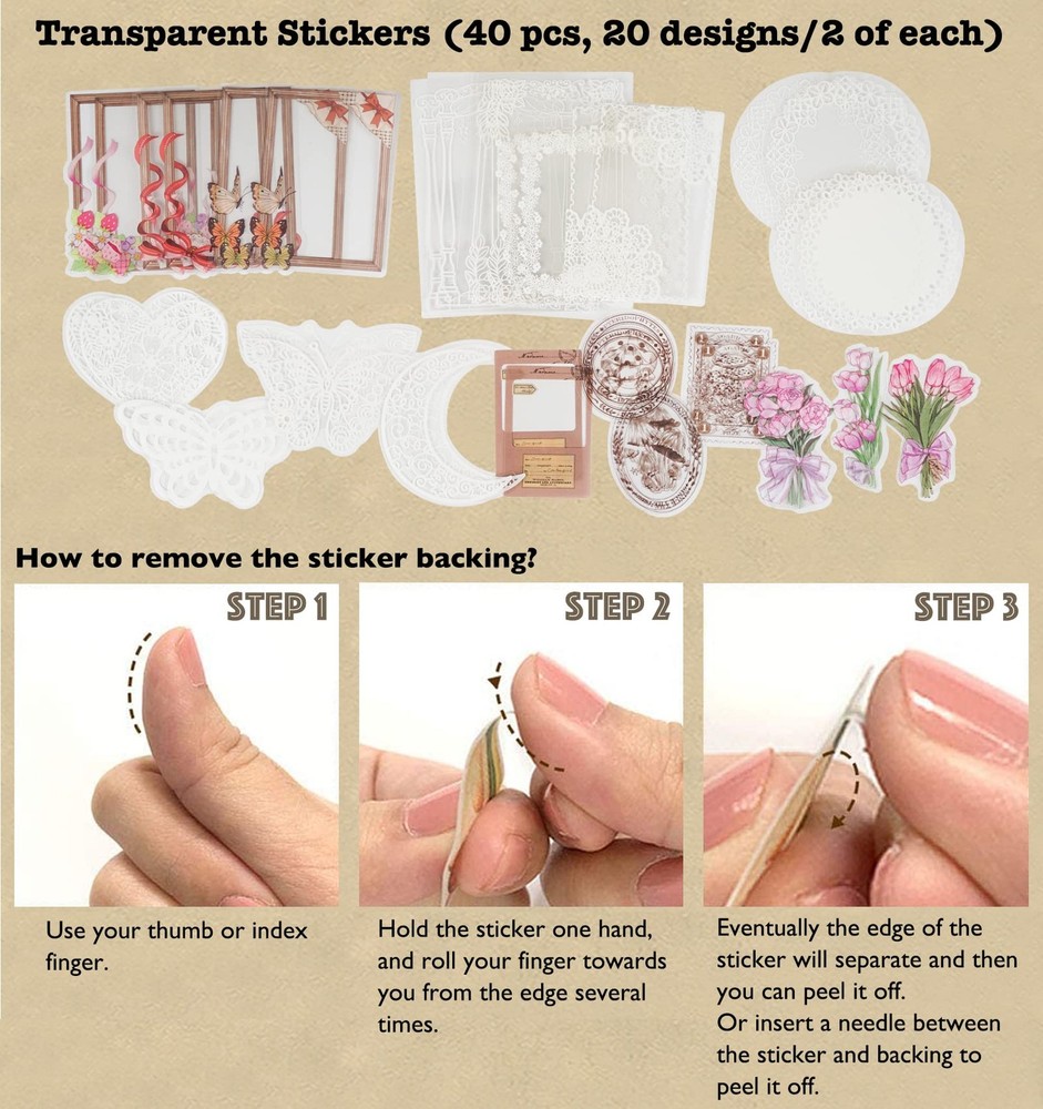 200 Piece Vintage Ephemera Bundle - & Sticker Kit for Junk Journaling, Scrapb...