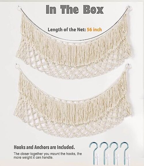 Extra Large Stuffed Animal Hammock - 2PACK, Stuffed Animal Storage, Cream