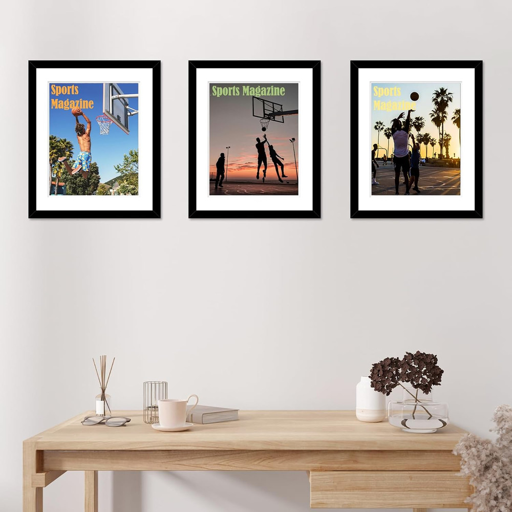 4-Pack Black Magazine Display Frames with Plexiglass for Wall Mounting
