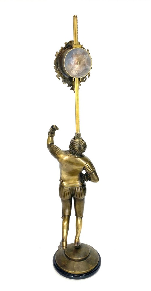 French Style Bronze Acrobat Figure Sawtooth Gravity Driven Falling Mantle Clock