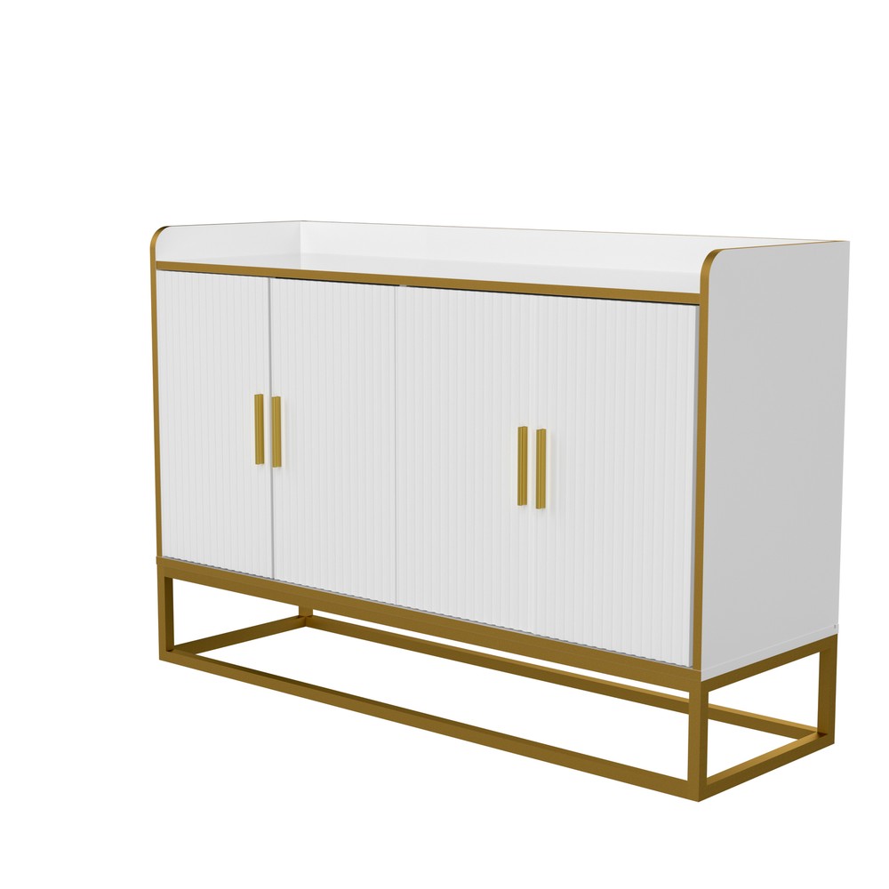 Modern Kitchen Buffet Storage Cabinet Cupboard White with Metal Legs for Kitchen