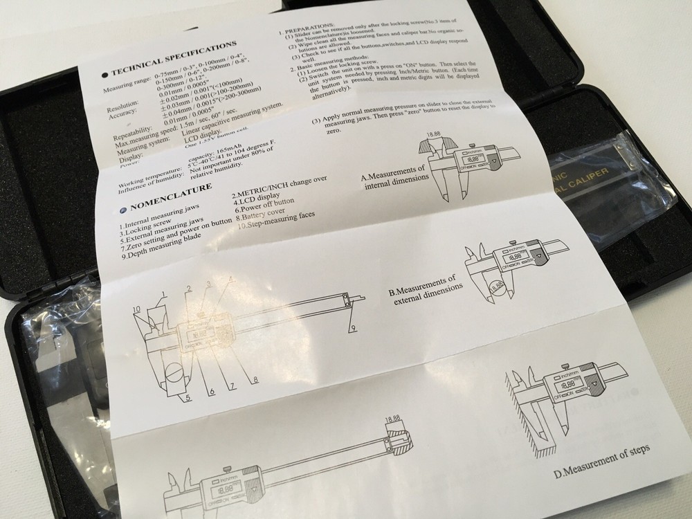 ELECTRONIC DIGITAL CALIPER 0-150mm ~IN CASE & INSTRUCTIONS