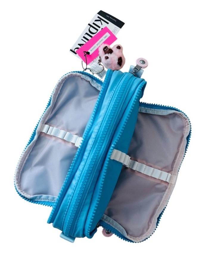 Kipling GITROY Metallic Pencil Cosmetic Case Accessories Sea Blue