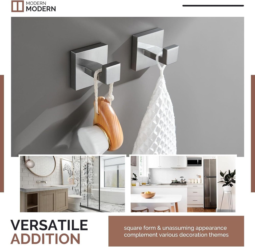 Angle Simple Towel Hook Brushed Nickel 2 Pack, 304 2