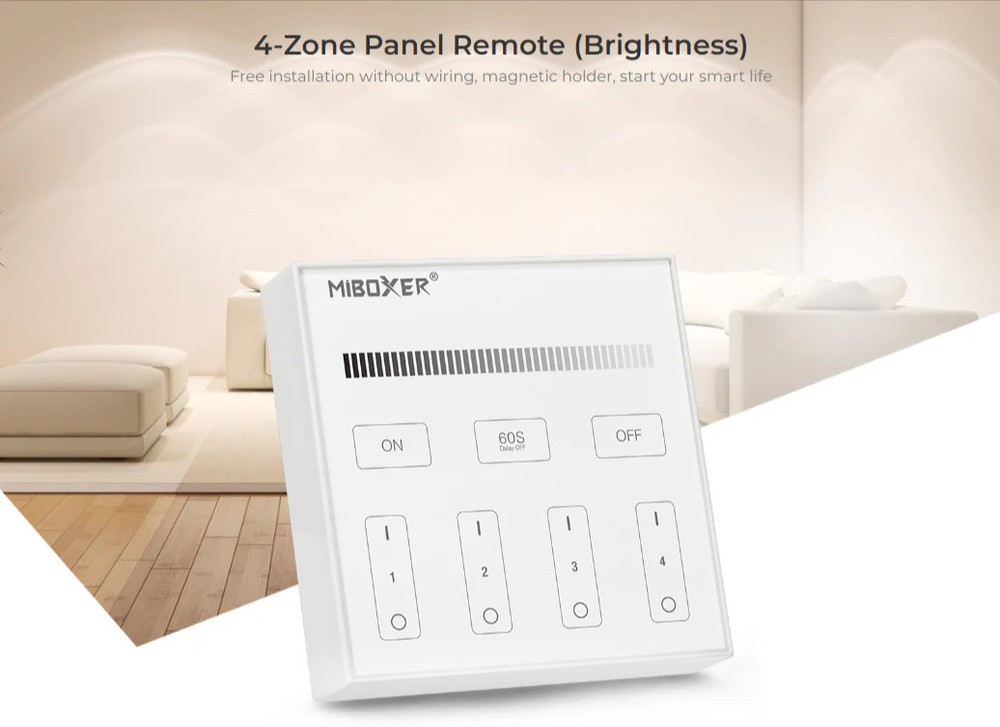 Miboxer 4-Zone Panel Remote (Brightness) Black