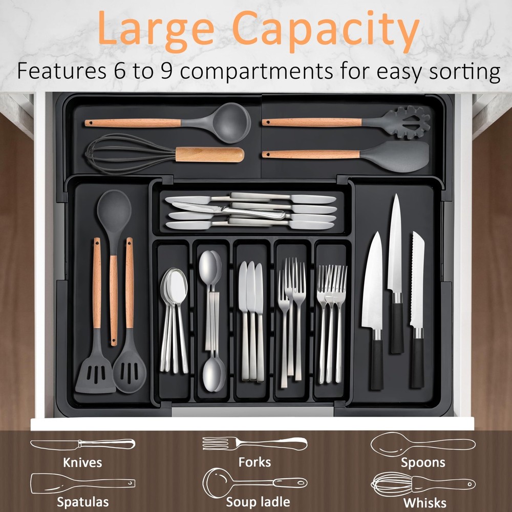 Spaclear Silverware Organizer Expandable Kitchen Utensil Drawer Organizer Lar...