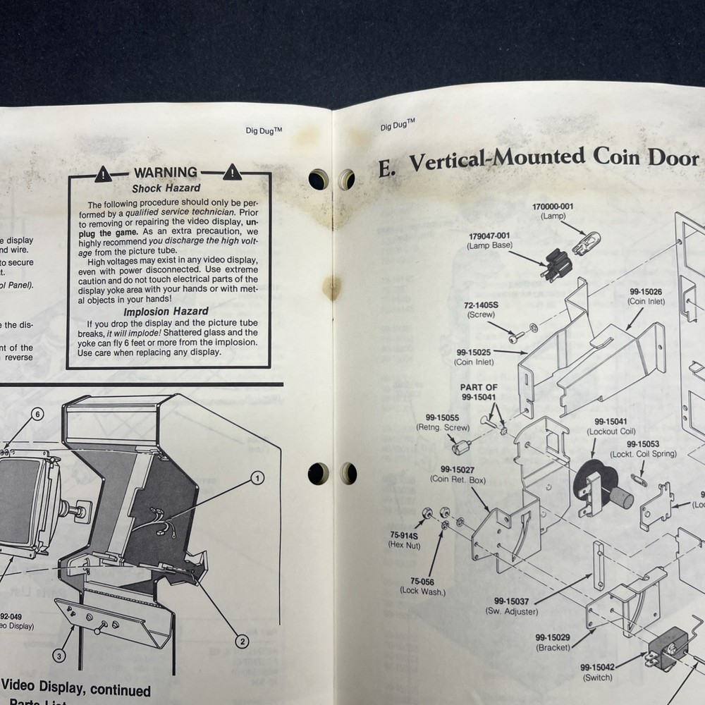 Atari Games Dig Dug Arcade Game Manual. Original Vintage 1982.
