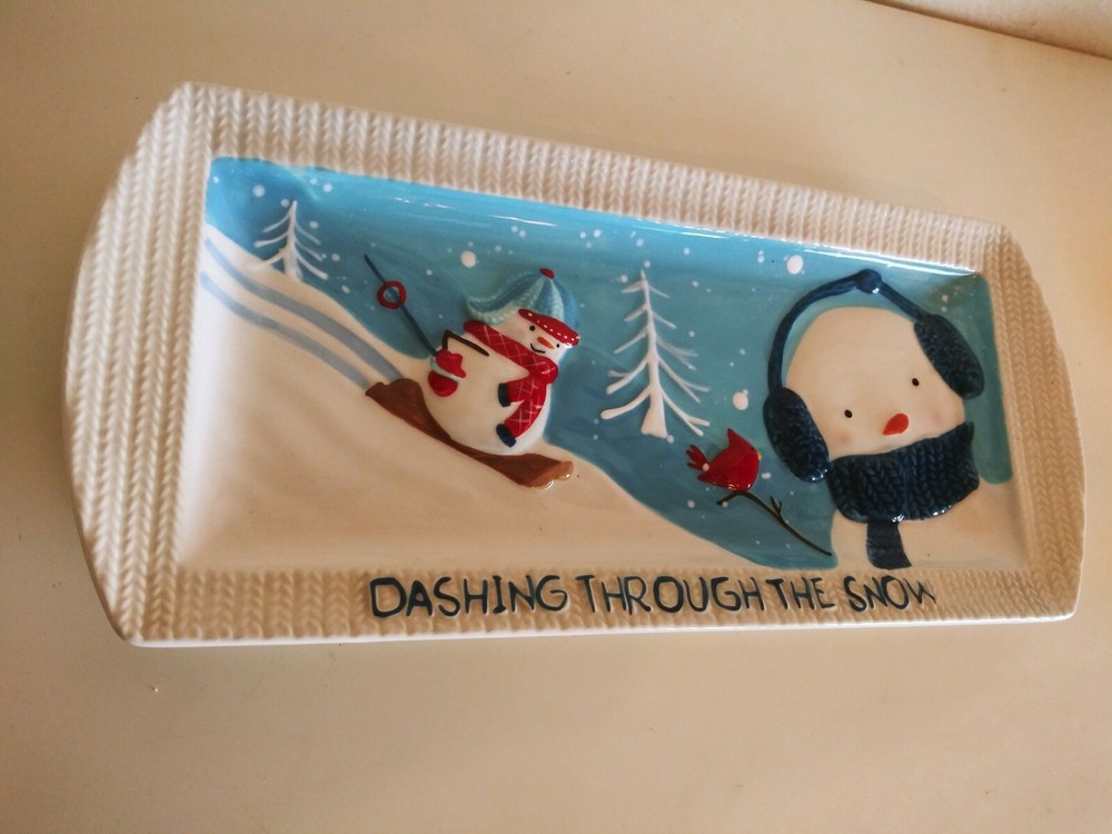 St Nicholas Square 2010 Let It Snow Dashing Through The Snow Rectangular Platter