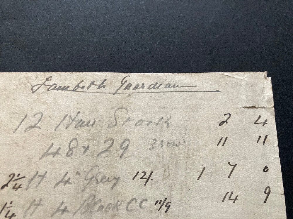 Lambeth Guardian bill slip invoice