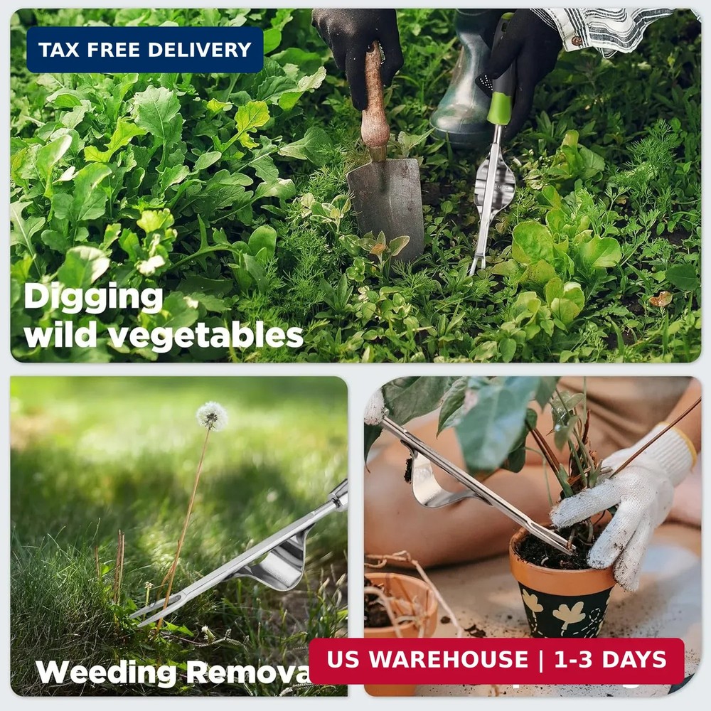 WORKPRO Weed Puller Tool, Metal Leverage Base and V-Shaped Forks for Easy Weed R