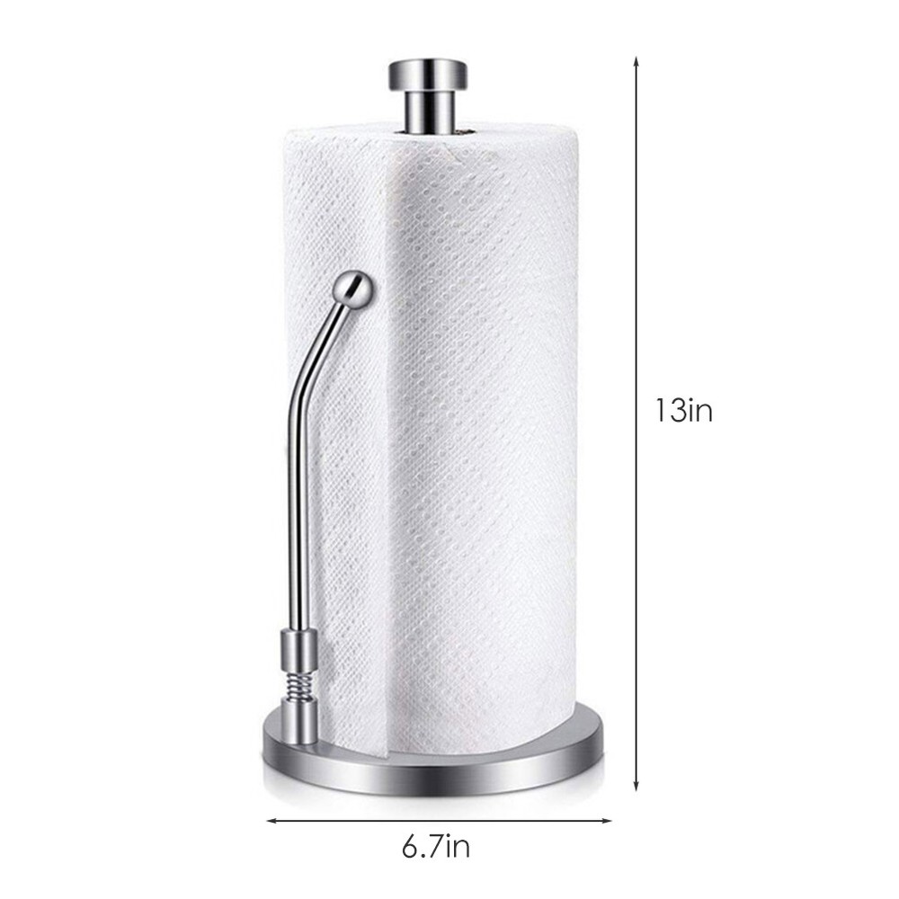 New Kitchen Stainless Steel Towel Roll Holder Pole Stand Storage Solution Silver