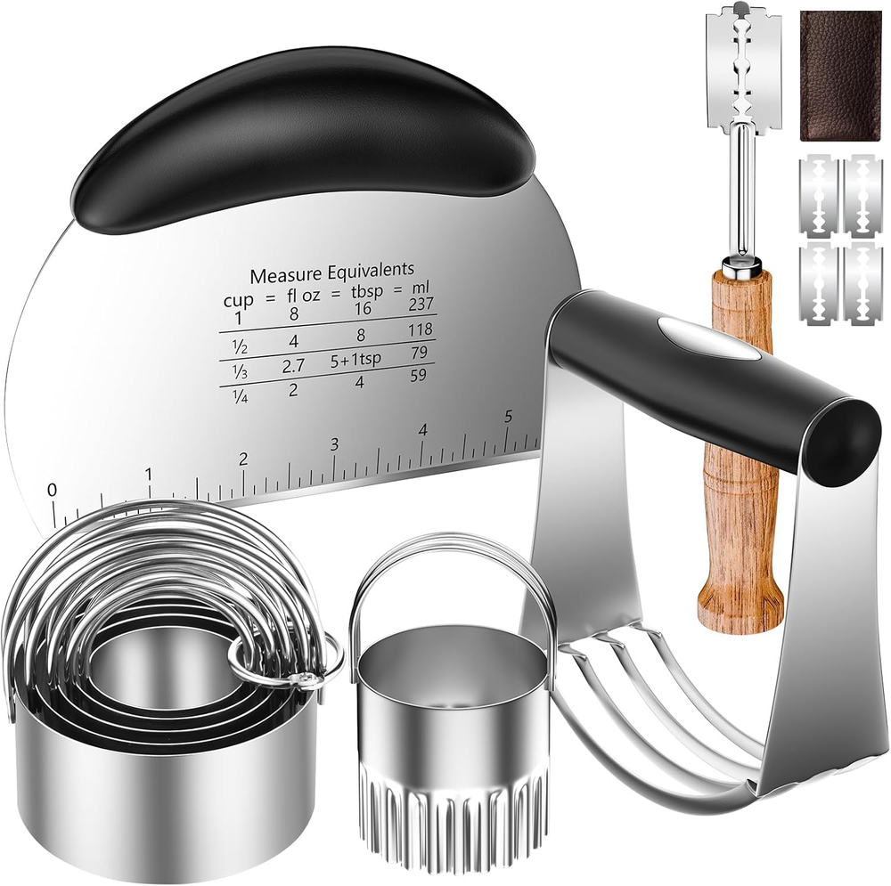Pastry Cutter Set, 5-Piece Tools with Dough Scraper & Bread Lame