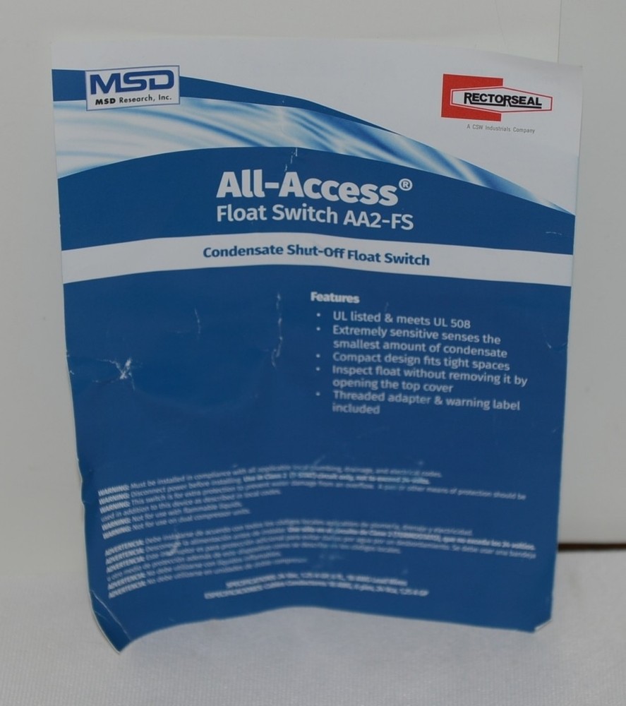 Rectorseal AA2FS All Access Condensate Shut Off Float Switch