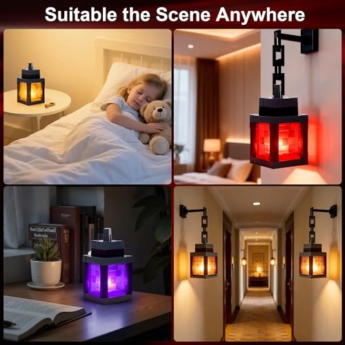 Pixelated Lantern Night Light - 16 Colors LED Touch Light with Remote Control,