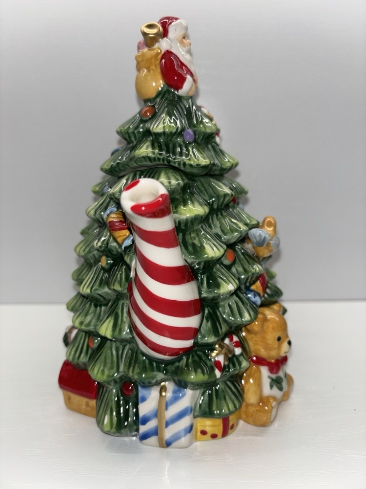 Spode Hand Painted Ceramic Christmas Tree Teapot with Lid, Glossy, 2-Piece