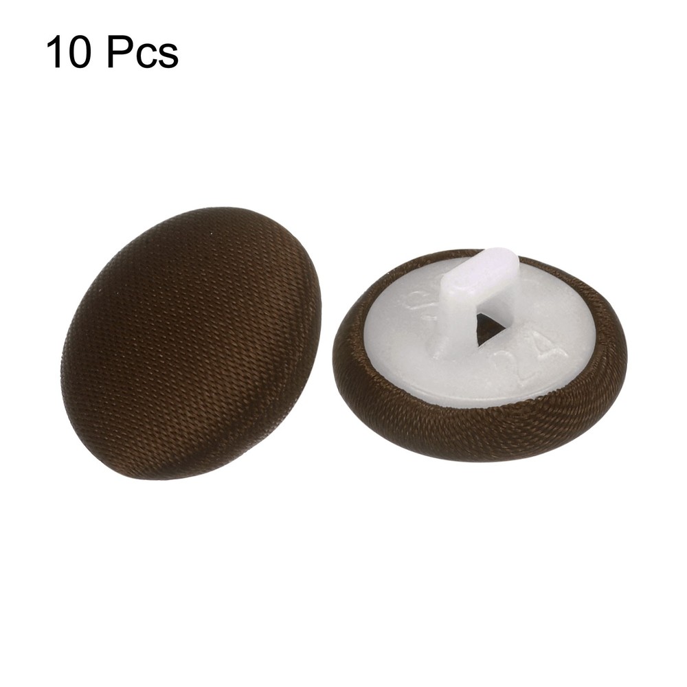10pcs Fabric Cloth Covered Button 15mm Round Plastic Sewing Buttons, Light Brown
