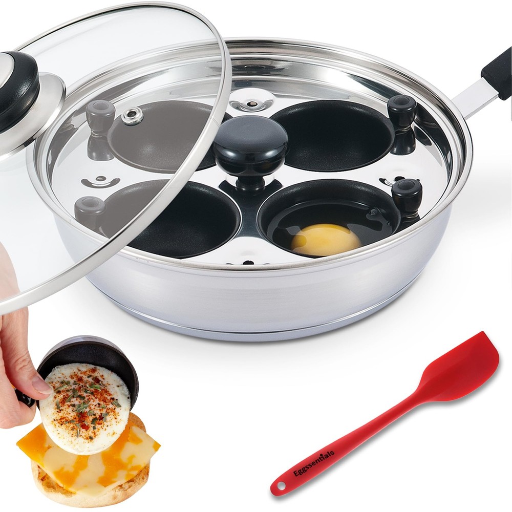 Egg Poacher - Eggssentials Poached Egg Maker, Stainless Steel Egg Poaching Pan,