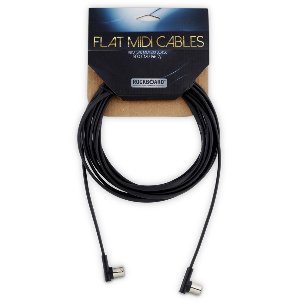 RockBoard Flat Patch MIDI Cable, 500 cm (16.40') Black Low-Profile