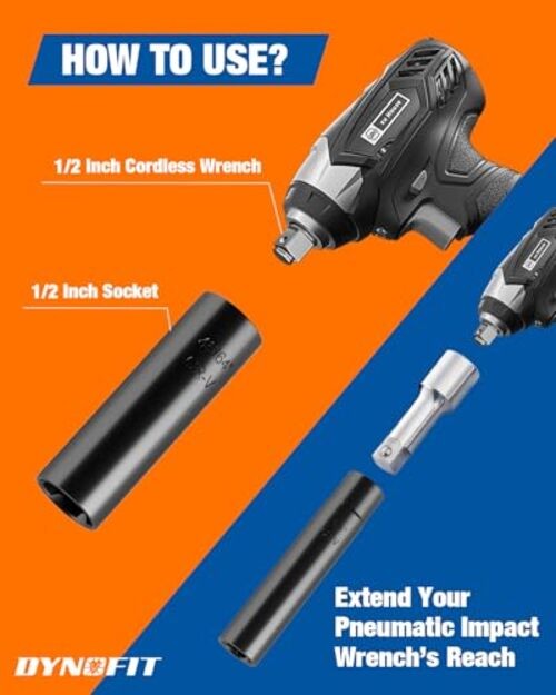 Spline Lug Nuts Socket Set (10Pcs) with 1/2" Drive Impact Square End for