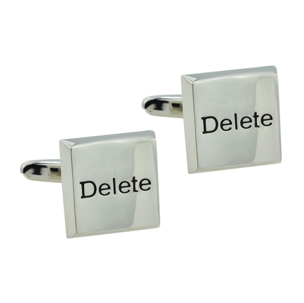 Square Silver Delete Cufflinks Presented in a Box X2PSN099
