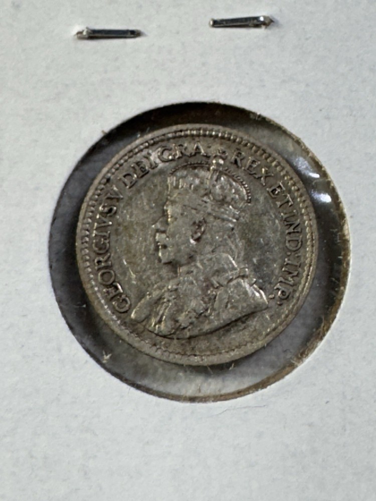 1917 Canada 5 Cents Small Silver Coin Cleaned