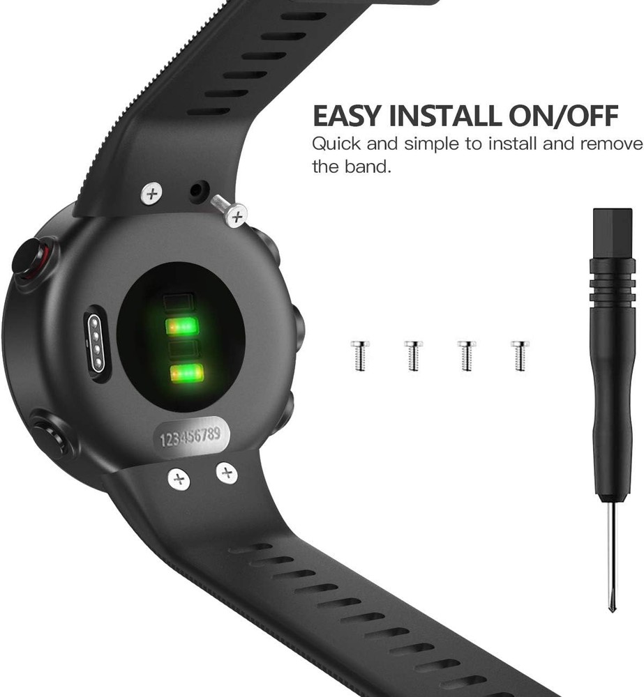 Replacement Silicone Strap for Garmin Forerunner 45 - Soft & Easy to Install